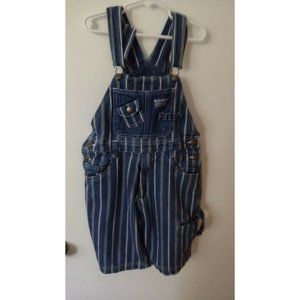 Vtg Longstreet Blue Denim Little Boy's Engineer Striped Short Bibs size 6